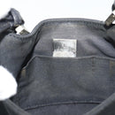FENDI Mamma Baguette Hand Bag Cotton Black Silver Auth 192758A-11