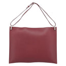 CELINE Shoulder Bag Leather Bordeaux Silver Auth 192759A-2