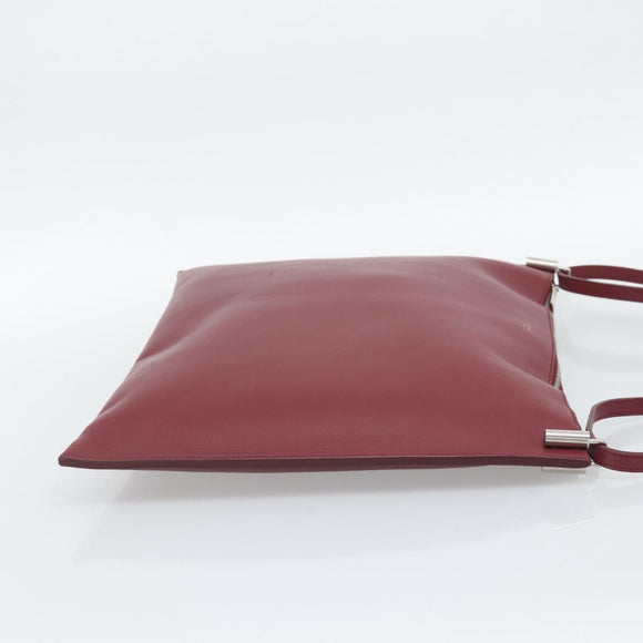 CELINE Shoulder Bag Leather Bordeaux Silver Auth 192759A