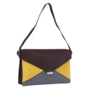 CELINE Shoulder Bag Leather Bordeaux Silver Auth 192760A-1