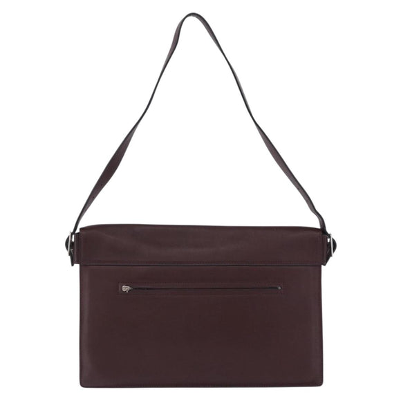 CELINE Shoulder Bag Leather Bordeaux Silver Auth 192760A