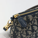 Christian Dior Trotter Canvas Saddle Pouch Navy Gold Auth 192762V-8