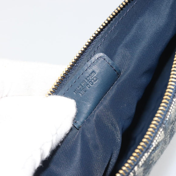 Christian Dior Trotter Canvas Saddle Pouch Navy Gold Auth 192762V