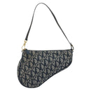 Christian Dior Trotter Canvas Saddle Pouch Navy Gold Auth 192762V-13