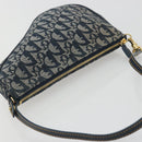 Christian Dior Trotter Canvas Saddle Pouch Navy Gold Auth 192762V-6