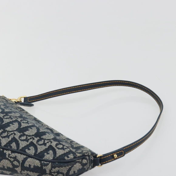 Christian Dior Trotter Canvas Saddle Pouch Navy Gold Auth 192762V