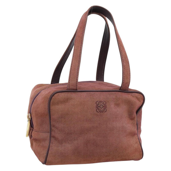 LOEWE Hand Bag Canvas Purple Gold Tone Auth 192763A