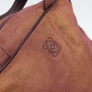 LOEWE Hand Bag Canvas Purple Gold Tone Auth 192763A-17