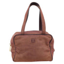 LOEWE Hand Bag Canvas Purple Gold Tone Auth 192763A-13