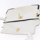 BALENCIAGA Clutch Bag Leather White Gold Tone 411542 Auth 192764-13
