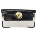BALENCIAGA Clutch Bag Leather White Gold Tone 411542 Auth 192764-2