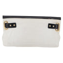 BALENCIAGA Clutch Bag Leather White Gold Tone 411542 Auth 192764-3