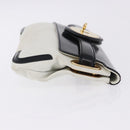 BALENCIAGA Clutch Bag Leather White Gold Tone 411542 Auth 192764-4