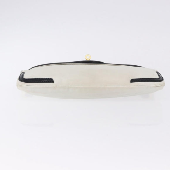 BALENCIAGA Clutch Bag Leather White Gold Tone 411542 Auth 192764