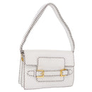 FENDI Shoulder Bag Leather White Gold Tone Auth 192766V-1