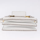FENDI Shoulder Bag Leather White Gold Tone Auth 192766V-6