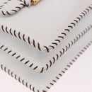 FENDI Shoulder Bag Leather White Gold Tone Auth 192766V-9