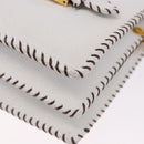 FENDI Shoulder Bag Leather White Gold Tone Auth 192766V-15