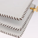 FENDI Shoulder Bag Leather White Gold Tone Auth 192766V-17