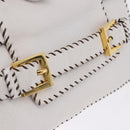FENDI Shoulder Bag Leather White Gold Tone Auth 192766V-18
