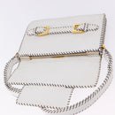FENDI Shoulder Bag Leather White Gold Tone Auth 192766V-20
