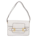 FENDI Shoulder Bag Leather White Gold Tone Auth 192766V-13