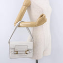 FENDI Shoulder Bag Leather White Gold Tone Auth 192766V-29