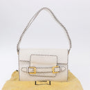 FENDI Shoulder Bag Leather White Gold Tone Auth 192766V-12