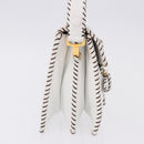 FENDI Shoulder Bag Leather White Gold Tone Auth 192766V-5