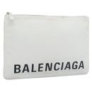 BALENCIAGA Clutch Bag Leather White Silver 529313 Auth 192768-1