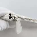 BALENCIAGA Clutch Bag Leather White Silver 529313 Auth 192768-10