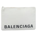 BALENCIAGA Clutch Bag Leather White Silver 529313 Auth 192768-13
