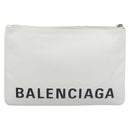 BALENCIAGA Clutch Bag Leather White Silver 529313 Auth 192768-2
