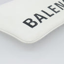 BALENCIAGA Clutch Bag Leather White Silver 529313 Auth 192768-14