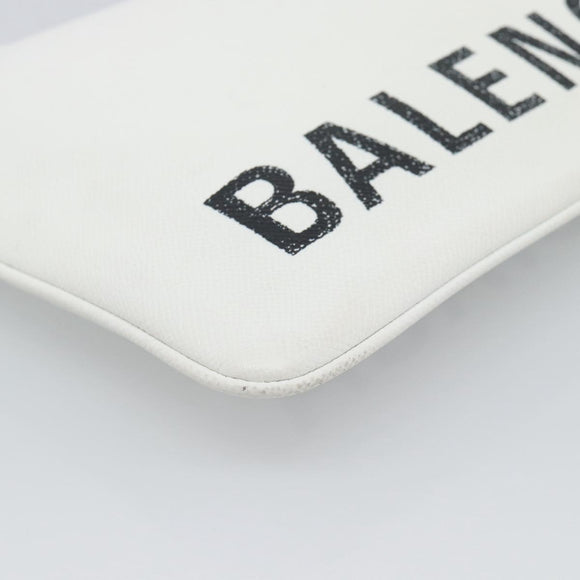 BALENCIAGA Clutch Bag Leather White Silver 529313 Auth 192768
