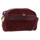 GUCCI Shoulder Bag Suede Bordeaux Gold Tone Auth 192771-1