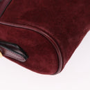 GUCCI Shoulder Bag Suede Bordeaux Gold Tone Auth 192771-10