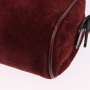 GUCCI Shoulder Bag Suede Bordeaux Gold Tone Auth 192771-11
