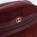 GUCCI Shoulder Bag Suede Bordeaux Gold Tone Auth 192771-14