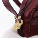 GUCCI Shoulder Bag Suede Bordeaux Gold Tone Auth 192771-15