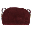 GUCCI Shoulder Bag Suede Bordeaux Gold Tone Auth 192771-3