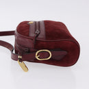GUCCI Shoulder Bag Suede Bordeaux Gold Tone Auth 192771-5