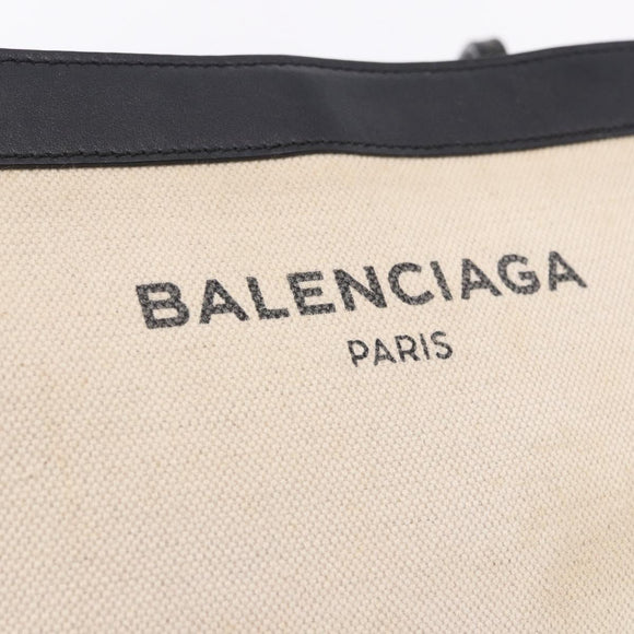 BALENCIAGA Navy Pochette Shoulder Bag Canvas Ivory Black 339937 Auth 192772