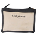 BALENCIAGA Navy Pochette Shoulder Bag Canvas Ivory Black 339937 Auth 192772-13