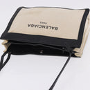 BALENCIAGA Navy Pochette Shoulder Bag Canvas Ivory Black 339937 Auth 192772-6
