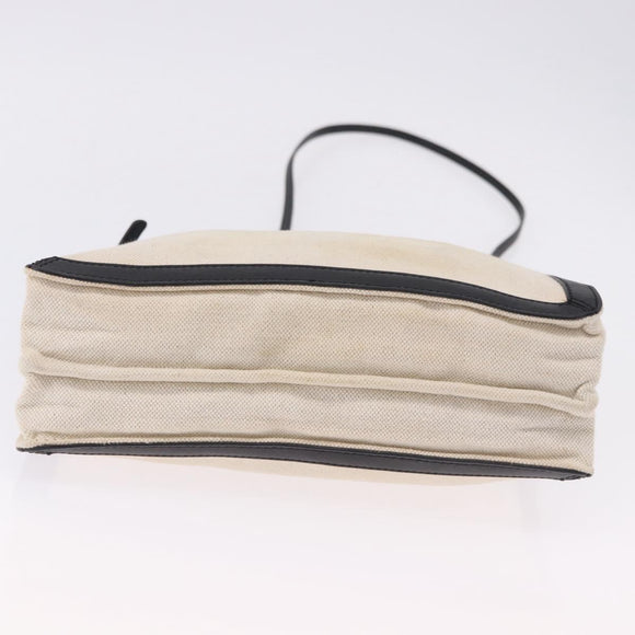 BALENCIAGA Navy Pochette Shoulder Bag Canvas Ivory Black 339937 Auth 192772