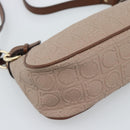 Salvatore Ferragamo Gancini Accessory Pouch Canvas Pink Gold Tone Auth 192778A-14
