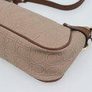 Salvatore Ferragamo Gancini Accessory Pouch Canvas Pink Gold Tone Auth 192778A-15