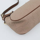 Salvatore Ferragamo Gancini Accessory Pouch Canvas Pink Gold Tone Auth 192778A-16
