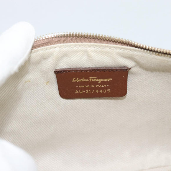 Salvatore Ferragamo Gancini Accessory Pouch Canvas Pink Gold Tone Auth 192778A